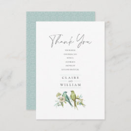 ブルーグリーンバード植物水結婚色 サンキューカード