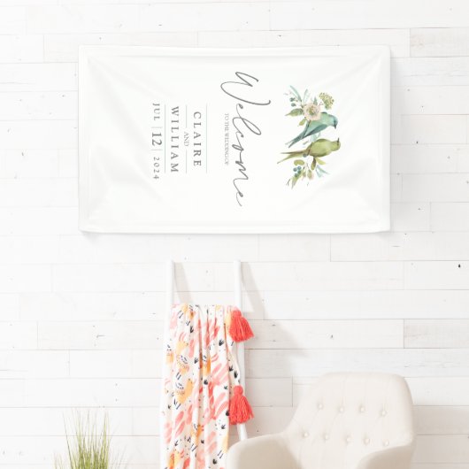 ブルーグリーンバード植物水結婚色 横断幕 (インサイチュ)