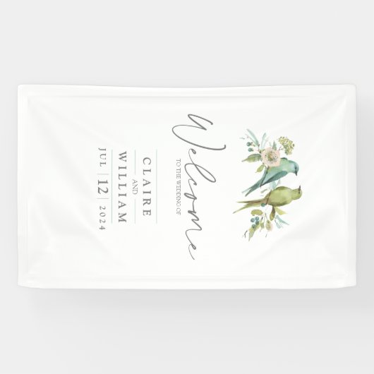 ブルーグリーンバード植物水結婚色 横断幕 (横)