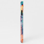 ブルーグリーンパープルオレンジイエローホワイト絞り染めアート iPhoneケース (右側)