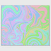 ブルーグリーンパープルピンクスワール抽象デザイン ラッピングペーパー (フラット)