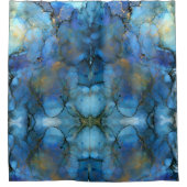 ブルーグリーンパープル抽象芸術インク シャワーカーテン (正面)