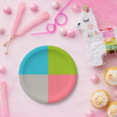 ブルーグリーンピンクグレー ペーパープレート (パーティー)