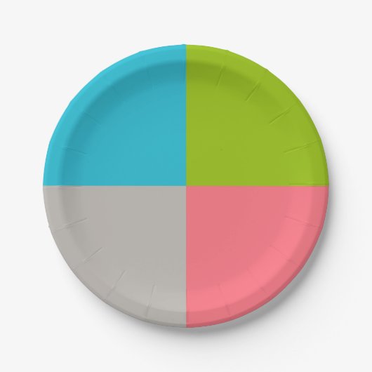 ブルーグリーンピンクグレー ペーパープレート (正面)