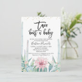 ブルーグリーンピンクタコベビーの赤ちゃんシャワー 招待状 (スタンド正面)