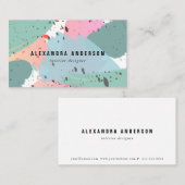 ブルーグリーンピンクブラシストローク 名刺 (正面/裏面)