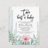 ブルーグリーンピンク タコ バウト ア ベイビー ベイビーシャワー 招待状 (正面/裏面)