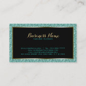 ブルーグリーンフェイクグリッター金ゴールドアクセント 名刺 (裏面)