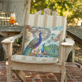 ブルーグリーンフェザーピーコックバードフローラパティオ アウトドアクッション