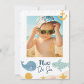 ブルーグリーンフォトボーイズ2ザシー誕生日 招待状 (裏面)