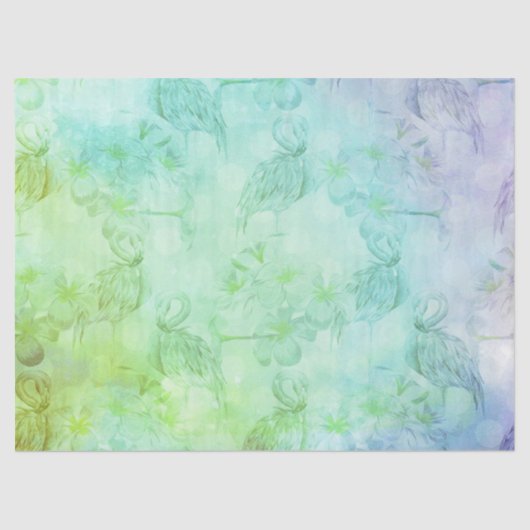 ブルーグリーンフラミンゴとハイビスカス 薄葉紙 (正面)