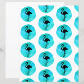 ブルーグリーンフラミンゴパターンスクラップブック紙 (正面/裏面)