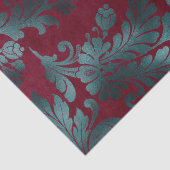 ブルーグリーンフラワーズオンワインレッドデコパージュ 薄葉紙 (詳細)