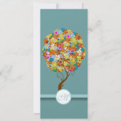 ブルーグリーンフラワーラブツリー結婚式招待状 招待状 (裏面)