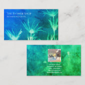 ブルーグリーンフラワー名刺 名刺 (正面/裏面)