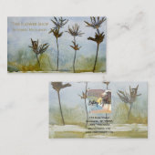 ブルーグリーンフラワー名刺 名刺 (正面/裏面)