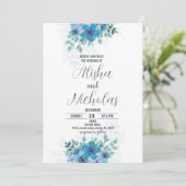 ブルーグリーンフラワー結婚式招待状 招待状 (スタンド正面)