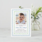 ブルーグリーンフレームシンプル招待状 招待状 (スタンド正面)