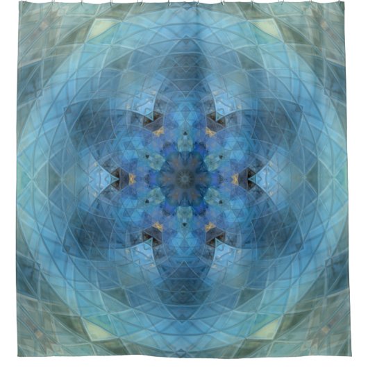 ブルーグリーンフローラオルブ シャワーカーテン (正面)