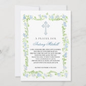 ブルーグリーンフローラクロスバプテスマ祈りの言葉招待状 招待状 (正面)