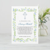 ブルーグリーンフローラクロスバプテスマ祈りの言葉招待状 招待状 (スタンド正面)