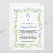 ブルーグリーンフローラクロスバプテスマ祈りの言葉招待状 招待状 (正面/裏面)