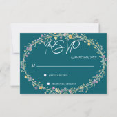 ブルーグリーンフローラル ウェディングRSVP 出欠カード (正面)