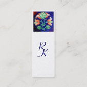 ブルーグリーンフローラ様式化ピンクフラワーホワイトパール スキニー名刺 (裏面)