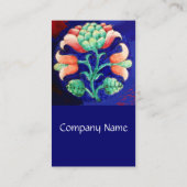 ブルーグリーンフローラ/定型化ピンク花 名刺 (裏面)