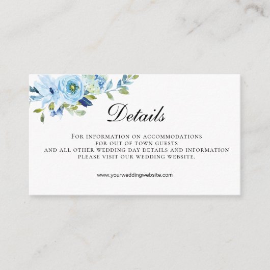 ブルーグリーンフローラQRコード結婚の詳細 エンクロージャーカード (正面)