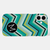 ブルーグリーンブラックシェブロンパターンシンプルモノグラム Case-Mate iPhoneケース (裏面 (横))