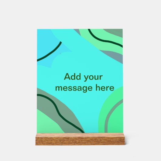 ブルーグリーンブラックパステル抽象芸術追加ネーム文字boh アクリルサイン (正面)