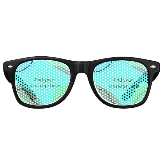 ブルーグリーンブラックパステル抽象芸術追加ネーム文字boh レトロサングラス (正面)