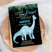 ブルーグリーンブラック恐竜誕生日招待状 招待状