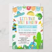 ブルーグリーンブルー'Bout Aパーティーフィエスタ1st誕生日 招待状 (正面)