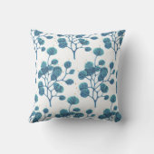 ブルーグリーンプラントパターンペンスケッチ装飾用クッション クッション (裏面)