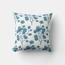 ブルーグリーンプラントパターンペンスケッチ装飾用クッション クッション