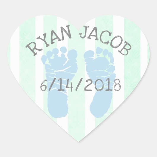 ブルーグリーンベビー発表の足跡 ハートシール (正面)