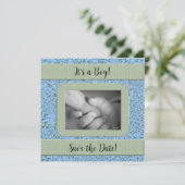 ブルーグリーンペイズリーボーイベビーシャワー 招待状 (スタンド正面)