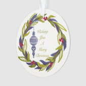 ブルーグリーンホリデーリースメリークリスマスオーナメント オーナメント (正面)