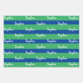 ブルーグリーンホワイトパーソナライズされたラッピング紙 ラッピングペーパーシート (正面3)