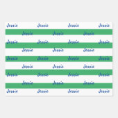 ブルーグリーンホワイトパーソナライズされたラッピング紙 ラッピングペーパーシート (正面2)