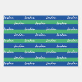 ブルーグリーンホワイトパーソナライズされたラッピング紙 ラッピングペーパーシート (正面)