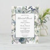 ブルーグリーンホワイトフローラエレガントリハーサルディナー 招待状 (スタンド正面)