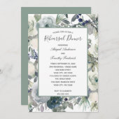ブルーグリーンホワイトフローラエレガントリハーサルディナーI 招待状 (正面/裏面)
