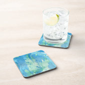 ブルーグリーンホワイトマーブルルックモダンテンプレート コースター (右側)