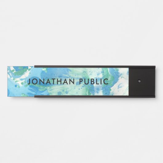 ブルーグリーンホワイト抽象芸術モダンアートトレンディー サインプレート (正面)