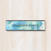 ブルーグリーンホワイト抽象芸術モダンアートトレンディー サインプレート (正面)