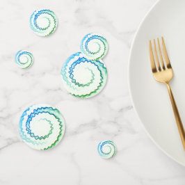 ブルーグリーンホワイト旋回絞り染めファンキーパーティー コンフェッティ