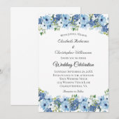 ブルーグリーンボホ水彩花のウェディング 招待状 (正面/裏面)